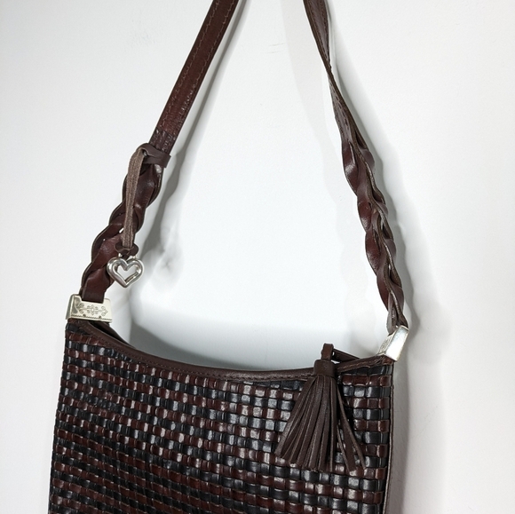 Brighton black brown woven leather shoulder bag - Picture 4 of 12